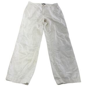 Nautica Pants Mens 32x33 White Classic Fit Linen Blend Chino Flat Front Casual